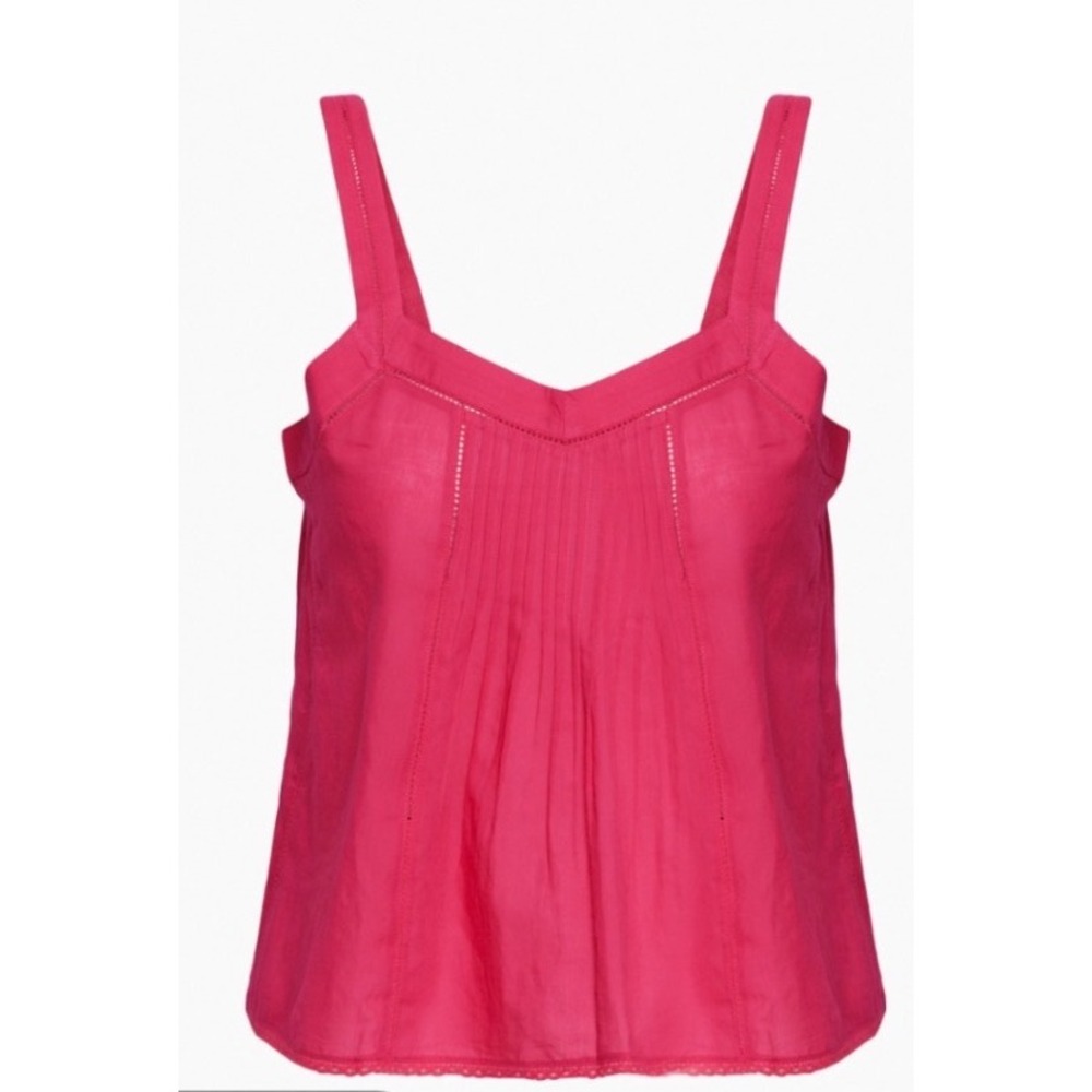 Little Moon Aritzia Pink Organic Cotton Pintuck Lace Camisole Top Small OGVO